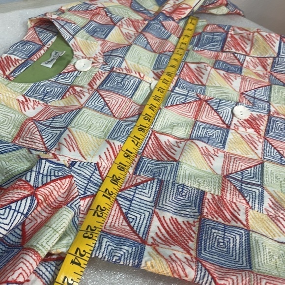 Coldwater Creek Embroidered Cotton Blazer 18W | Colorful Abstract Jacket - Picture 12 of 13